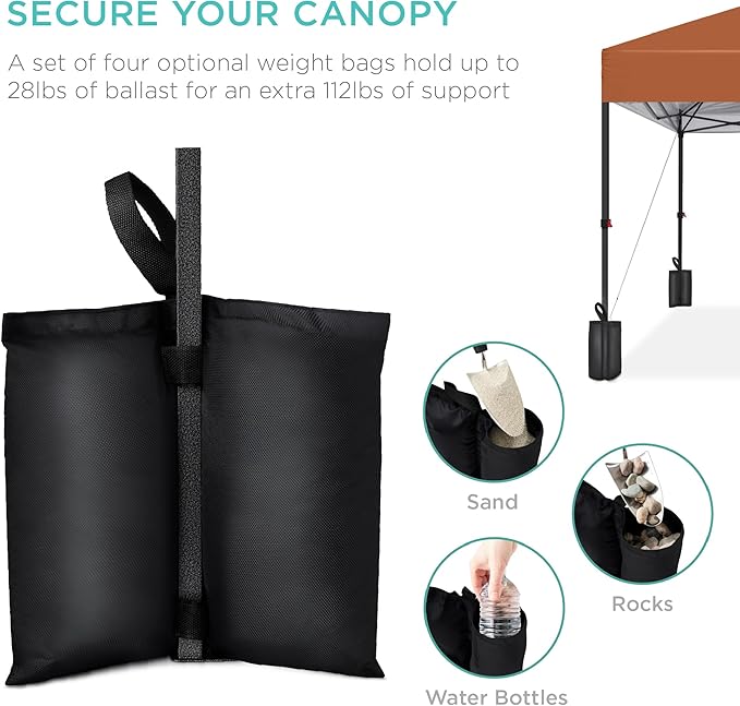 Best Choice Products 12x12ft 1-Person Setup Pop Up Canopy Tent Instant Portable Shelter w/ 1-Button Push, Case, 4 Weight Bags - Rust