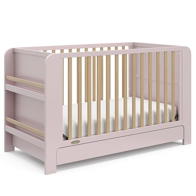 Graco Read-with-Me 4-in-1 Convertible Crib with Drawer (Blush with Driftwood) - GREENGUARD Gold Certified Converts to Toddler Bed, Daybed, and Functional Bookshelves
