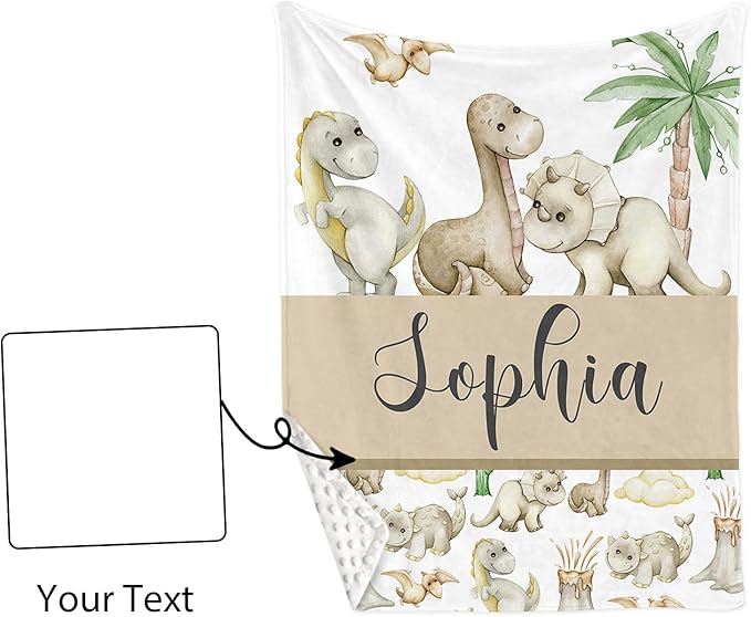 Custom Baby Crib Bedding Set,Personalized Name 4 Piece Nursery Bed Set with Dinosaur Design,Baby Blanket Fitted Sheet Nursery Rug Wall Art Set,Custom Room Decor Idea Gift for Newborns Boys Girls