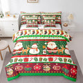 Feelyou Christmas Santa Claus Comforter Set with Sheets Cartoon Stockings Deer Bedding Set for Kids Boys Girls Teens Decor Christmas Snowflake Bed in a Bag Kawaii Bed Set 7Pcs King Size