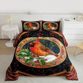 Feelyou Merry Christmas Comforter Set King Size Robin Bird Bedding Set for Kids Boys Girls Snowflake Duvet Quilt Winter Bedroom Decor Microfiber 3 Pcs with 2 Pillow Cases