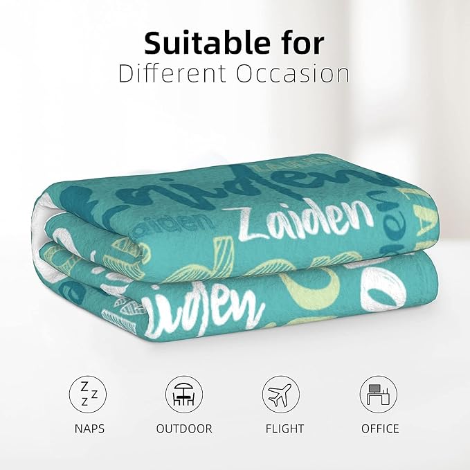 Dr.TOUGH Personalized Blankets with Name Customized Baby Blankets for Girls Boys Adults Monogrammed Blankets and Throws Christmas Birthday Mothers Fathers Valentines Day Gift (Mint Green, 40''×50'')