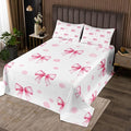 Pink Bow Princess Bedspread Twin Size,Bowknot Geometric Dots Toddler Coverlet Set,Girls Women Room Decor,Butterfly Knot Bow Tie Romantic Quilted Coverlet,White Simple Bedding Quilt,1 Pillowcase