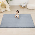 1.3" Thick Baby Floor Play Mat 71x79, Basic Padded Foam Mat for Tummy Time Crawling, Non Slip Cushioned for Babies Toddlers Infants Kids (Light Grey)