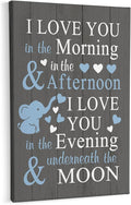 HIWX Baby Elephant Nursery Decor, I Love You In The Morning Sign Framed Canvas Painting Wall Art Decor, Elephant Wall Art, Baby Wall Art Home Decoration For Room Bedroom 14x16