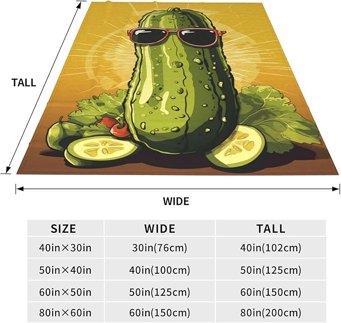 Funny Pickles Dill Blanket Gifts for Girls Women Flannel Throw Blankets for Home Couch Bed Sofa Soft Fuzzy Lightweight Decor All Season 50x40 Inches