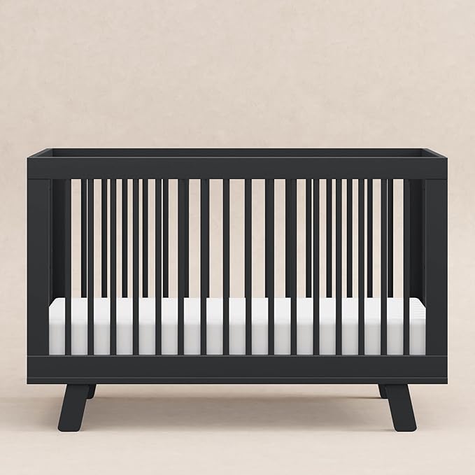 Babyletto Hudson 3-in-1 Convertible Baby Crib - GREENGUARD Gold Certified Convertible Crib to Toddler Bed & Daybed - Wooden Baby Bed with 4 Adjustable Mattress Heights - Easy to Assemble - Black