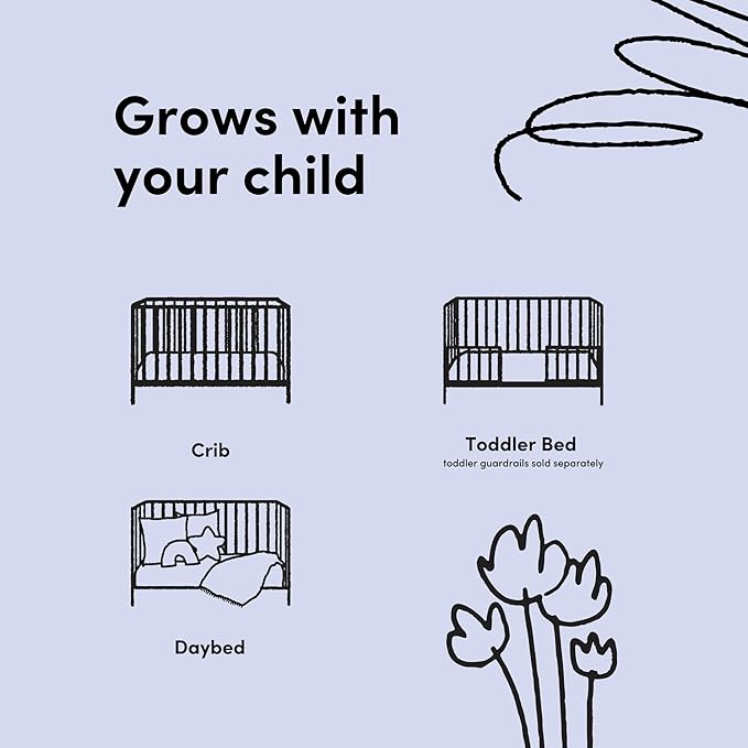 Storkcraft Santos 3-in-1 Convertible Crib (White with Natural) – GREENGUARD Gold Certified, Fits Standard Crib Mattress, Converts to Toddler Bed, Modern Style, Rounded Designer Details
