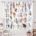 Kids Alphabet Curtains Cute Cartoon Animal Funny Educational Learning Curtain with Rod Pocket for Nursery Bedroom Playroom Home Decor Drapes Window Treatments 2 Panels Set 42" W X 45" L