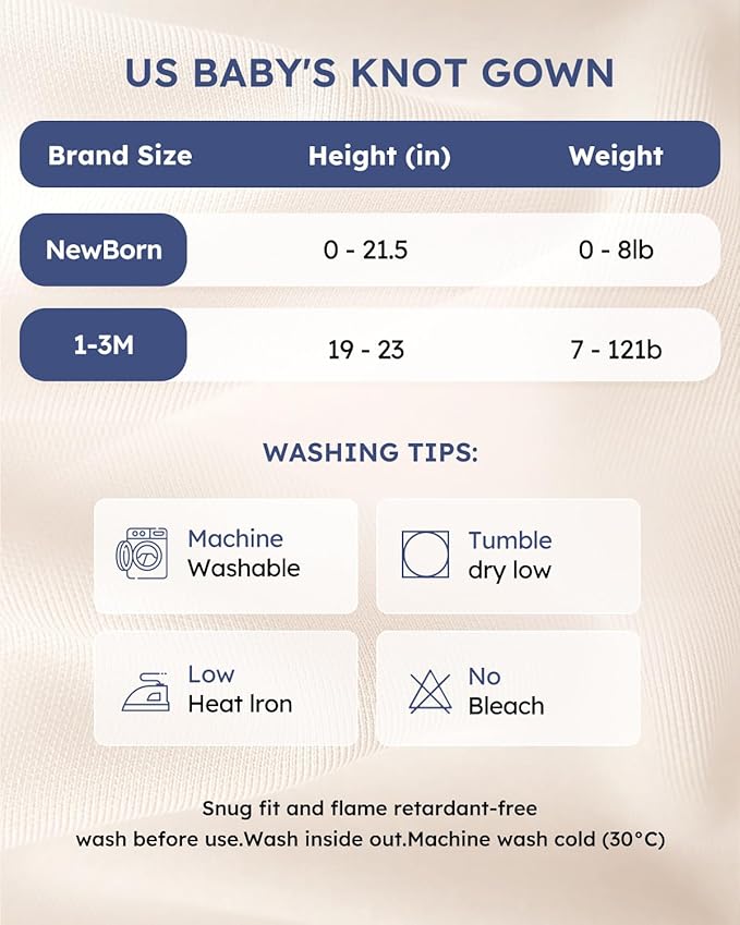 Yoofoss Baby Knotted Gowns 0-3 Months, Newborn Sleepers Hospital Coming Home Outfit for Photograph, Soft Breathable Comfort