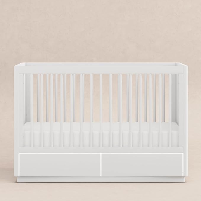 Babyletto Bento 3-in-1 Convertible Storage Crib with Toddler Bed Conversion Kit in White, Undercrib Storage Drawers, Greenguard Gold Certified