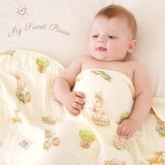 Ultra Soft Muslin Baby Blanket, Made of Viscose from Bamboo, A Versatile Swaddle and Bed Blanket for Babies, Toddlers, Boys, and Girls (1 Pack).