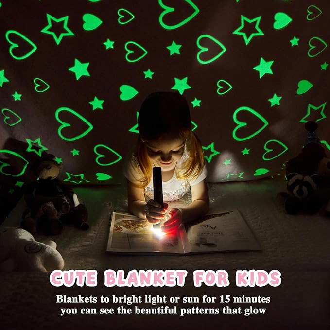 inhand Glow in The Dark Stars Blanket for Girls Boys Cute Kids Throw Blanket Funny Space Moon Galaxy Blanket Gaming Room Decor Toys Birthday Gifts Ideas Stuff for 1-10 Years Old (40"x60" Grey)