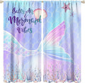 Fantasy Mermaid Curtain Colorful Rainbow Fish Tail Ocean Theme Beautiful Kids Window Treatment for Girls Bedroom Nursery Room Decor Rod Pocket Window Drapes 84x84in