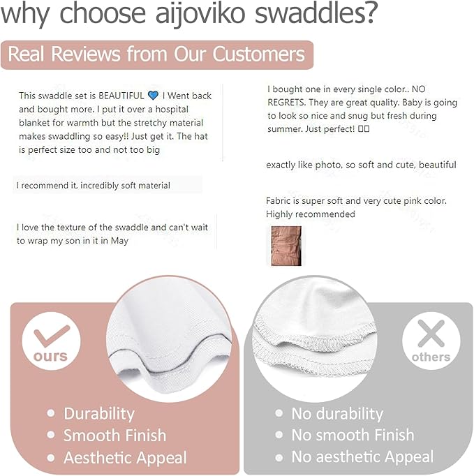 Newborn Swaddle Blanket with Hat Set Baby Swaddle Set Hospital Receiving Blankets for Girls Boys(Ivory,35"*35")