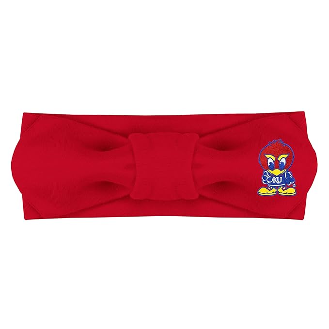 Creative Knitwear Kansas Jayhawks Infant Girls Red Solid Hair Knot Headband Embroidered Logo - Size Newborn - 4T