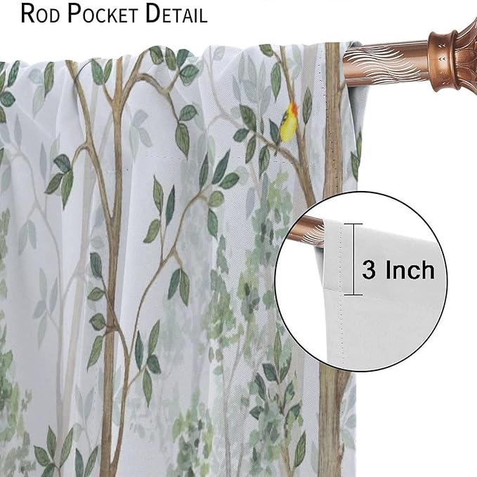 Kids Animal Curtains, Watercolor Natural Forest Animal Hedgehog Fox Butterfly Rabbits Forest Print Curtain Boys and Girl Bedrooms 55x63in