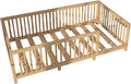 Montessori Floor Bed with Slats for Toddler 54.3'' x 75.2'' Full Size | Pine Wood Natural Solid Frame Bed | Sturdy Design Floor Bed Frame for Boy and Girls (Full, Height : 23.6 Inches)