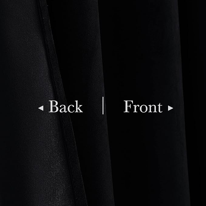 StangH Black Curtains 92 inches Long Super Soft Velvet Room Darkening Thermal Insulated Window Drapes Back Tab Luxury Decor for Theater Bedroom Living Room, W52 x L92, 2 Panels