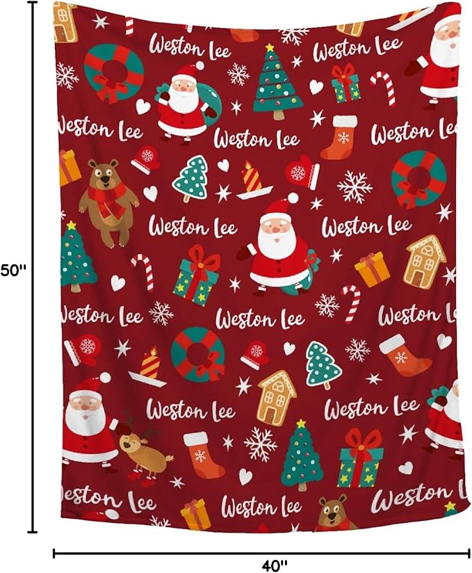 Custom Christmas Blanket | Personalized Blanket for Boys Girls | Plush Cozy Customized Name Blanket | Personalized Gifts Name Blanket for Birthday Christmas | 40"x50"-Kids/Throw Size