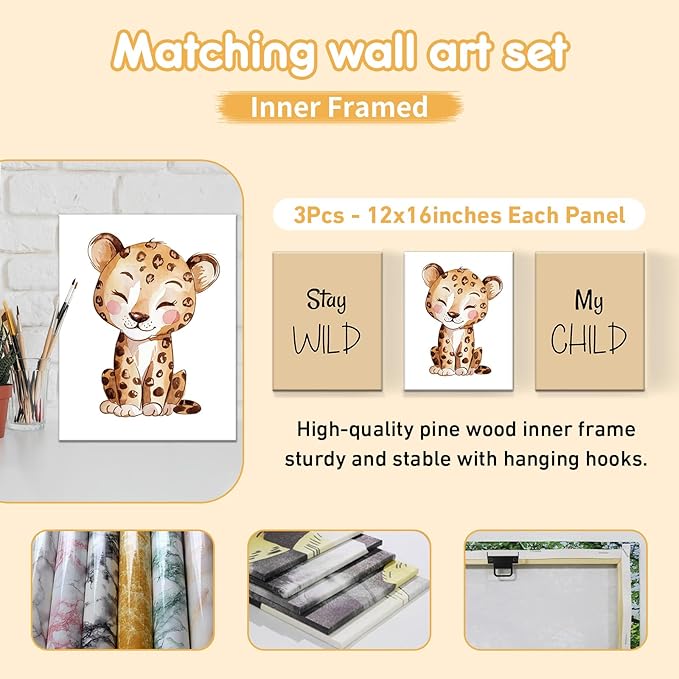 Personalized Toddler Bedding Set, 5 Pcs Custom Name Crib Bedding Set for Boys Girls, Brown Leopard Flannel Baby Bedding Set, Double Layer Baby Crib Set, Customized Gifts for Newborns Infants