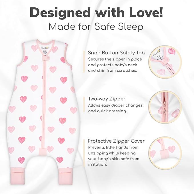 Mama Cheetah Toddler Sleep Sack with Feet, 6-18 Month, 2.5 TOG Organic Cotton Baby Sleeping Bag with Legs, Baby Wearable Blankets for Walkers w/ 2-Way Zipper, Baby Sleep Sack for Girls & Boys, Small