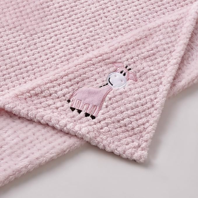 CREVENT 2Pcs 30''X40'' Cute Cozy Fluffy Warm Baby Blankets for Infants Toddlers' Bedding Crib Cot Stroller - Giraffe + Sheep