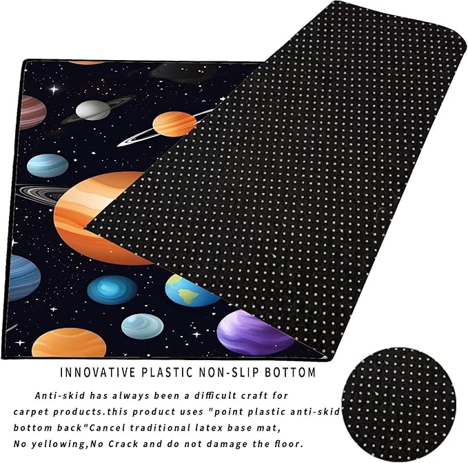 6' x 9' Space Rug for Kids Bedroom Cartoon Planet Stars Rugs Galaxy Carpet Printed Throw Rugs for Boys Children Living Room,180x275cm