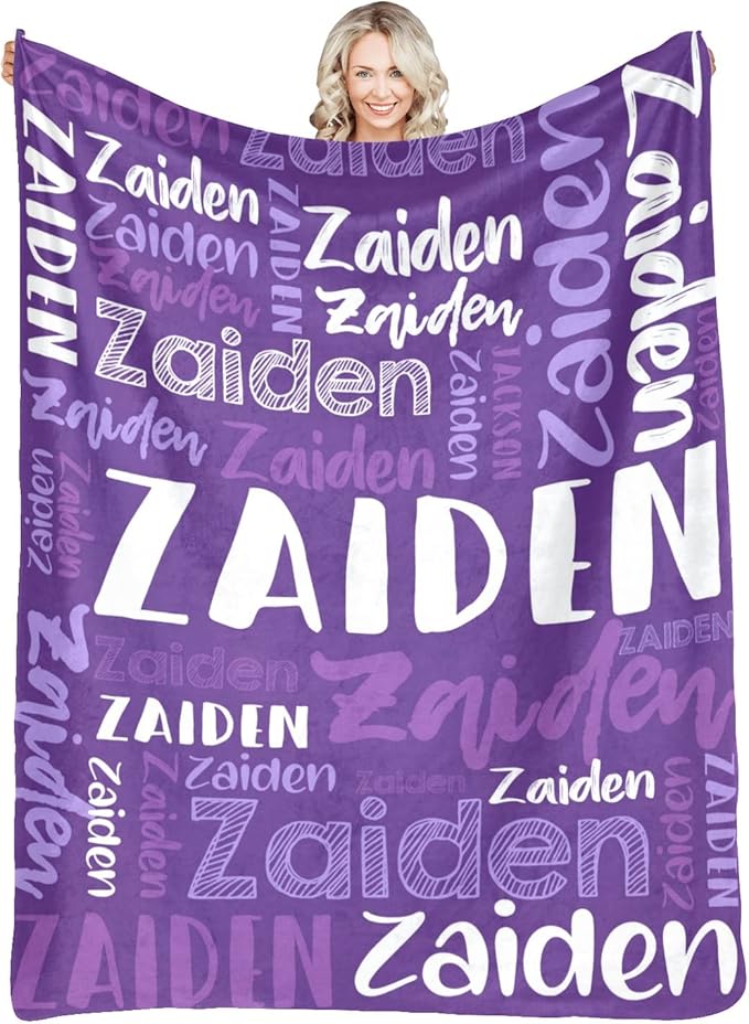Dr.TOUGH Personalized Blankets with Name Customized Baby Blankets for Girls Boys Adults Monogrammed Blankets and Throws Christmas Birthday Mothers Fathers Valentines Day Gift (Purple,50''×60'')