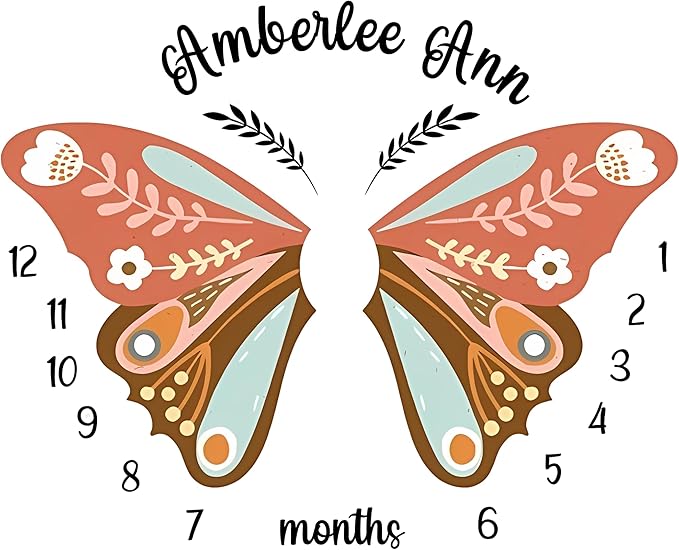 OLIVE OLIVIA Personalized Monthly Baby Milestone Blanket, Baby Months Blanket, Perfect Custom Newborn Gifts,30"x40"