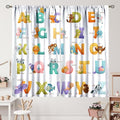 Kids Alphabet Curtains Educational Baby Cartoon Animals Colorful Cute Curtain with Rod Pocket for Nursery Living Room Home Decor Drapes Window Treatments 2 Panels Set 84x84in