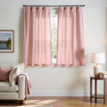 jinchan Pink Linen Blend Curtains 63 inch Length 2 Panels for Bedroom Living Room, Semi Sheer 50 inch Wide Farmhouse Cottage Core Style Drapes with Rod Pocket Back Tab(50W x 63L, Pink)