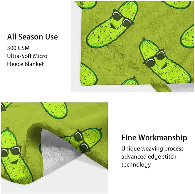 Pickle Throw Blanket for Teen - 50x60 Inches Throw Size - Soft Fluffy Cozy Blankets Gift - Green Funny Blanket Throws for Living Room Decorative