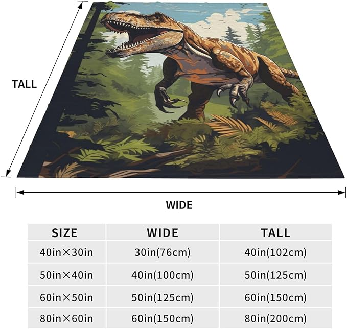 Dinosaur Blanket Gifts for Boys Kids Jurassic Tyrannosaurus Dino Flannel Throw Blankets for Home Couch Bed Sofa Soft Fuzzy Lightweight Decor All Season 80x60 Inches