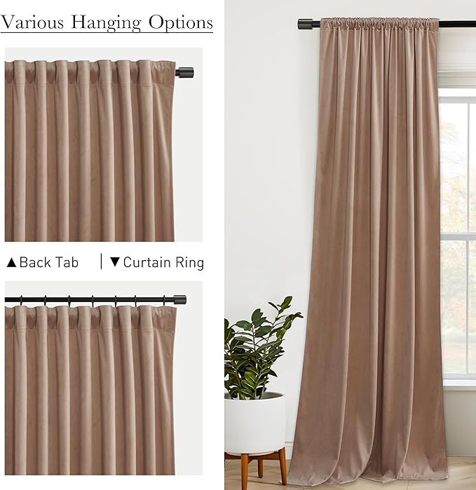 StangH Nursery Bedroom Curtains 96 inches Long, Blush Beige Soft Room Darkening Window Treatment for Living Room Sliding Door/Girls Closet/Office, W52 x L96, 2 Panels