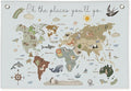 Wheatwin World Map Wall Art Banner for Kids 20x30, World Maps for Wall, World Map Cute Animal Educational Tapestry Wall Hanging Canvas Wall Decor Banner Flag Decor for Kids Room Playroom Classroom - Blue