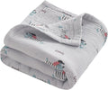 NTBAY 4 Layer Muslin Cotton Toddler Blanket, 42x60 Soft and Breathable Receiving for Newborns and Infants, Perfect for Crib, Stroller, Travel, Lightweight Nursery Blanket, Striped Dog