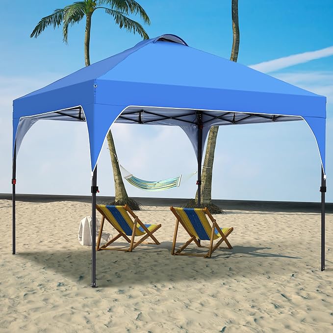 GDY 8x8 Pop Up Canopy Tent, Easy-Setup Gazebo, Outdoor Canopy with 3 Adjustable Heights for Events, Parties, Camping, Blue.