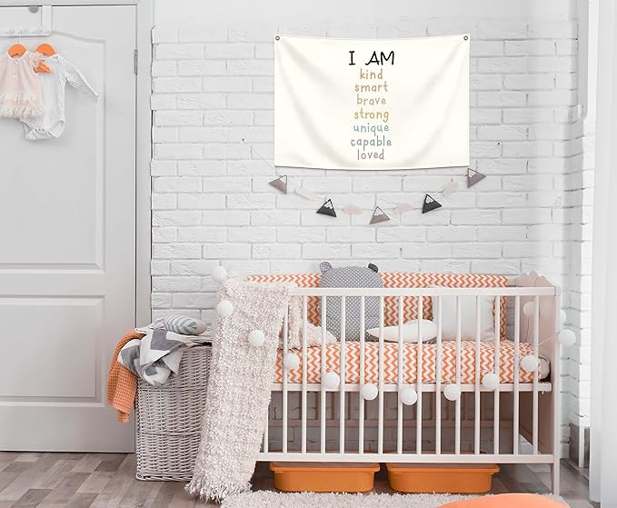 Christian Bible Verse Scripture Rectangular Banner Flag Wall Decor Gift for Baby Boy Girl Kids,Nursery Above Crib Bedroom Reading Room Decor-Baby,Shower Birthday Thanksgiving Christmas Gift-I Am Kind