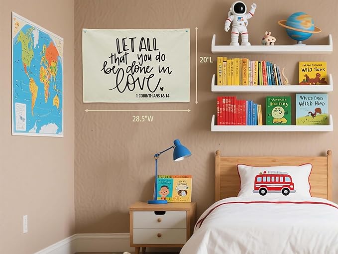 Nursery Wall Decor-Rectangular Canvas Banner Flag Wall Decor for Baby Boy Girl,Above Crib Bedroom Playroom Reading Room Decor-Birthday Baby,Shower Christmas Gift-Let All That You Do Be Done in Love