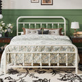 SHA CERLIN Full Size Metal Platform Bed Frame with Victorian Style Iron-Art Headboard and Footboard, Easy Assembly, Under Bed Storage, No Box Spring Required, White