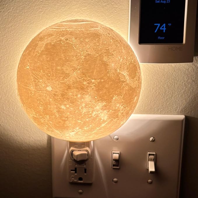 Moon Night Lights | Night Lamp LED Light | 3D Solar System NightLight, Planet Home Décor, Space Nursery, Kids Room, Space Gift, Birthday Gifts, Bedroom Decorations (Moon, 4 Inch)