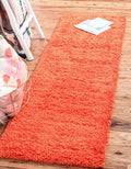 Unique Loom Solid Shag Collection Area Rug (2' 6" x 16' 5" Runner, Tiger Orange)