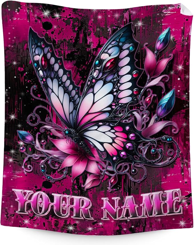 Custom Butterfly Blanket Gifts - 50" x 60" Butterfly Gifts for Girls, Women - Comfy Plush Birthday Throw Decor for Sofa, Travel