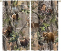 Retro Forest Window Curtains, Camouflage Hunting Tree Camo Rustic Deer Elk Bird Bear Blackout Rod Pocket Windows Door Curtain for Bedroom Living Room Home Decor 72x63in