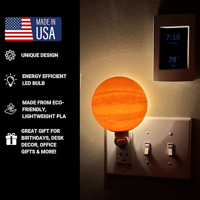 Moon Night Lights | Night Lamp LED Light | 3D Solar System NightLight, Planet Home Décor, Space Nursery, Kids Room, Space Gift, Birthday Gifts, Bedroom Decorations (Jupiter, 6 Inch)