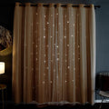 Kinryb Sheer Overlay Curtains for Girls Bedroom, 84 Inches Grey Double Layer Panles with Star Cutout for Kids Room (52 W x 84 L Inches,2 Pcs Yellow)