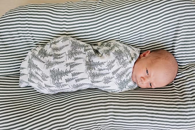 Mebie Baby Forest Muslin Swaddle, Modern and Neutral Blanket for Baby Girl or Boy, 0-3 Month, Comfy Wrap