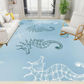 Seahorse Starfish Area Rugs, 5x6ft, Coastal Marine Animal Shell Nautical Rug for Bedroom, Pet Friendly Absorbent Carpet, Floor Decor Dirty Resistant Durable Mat for Bath Room Girls Boys