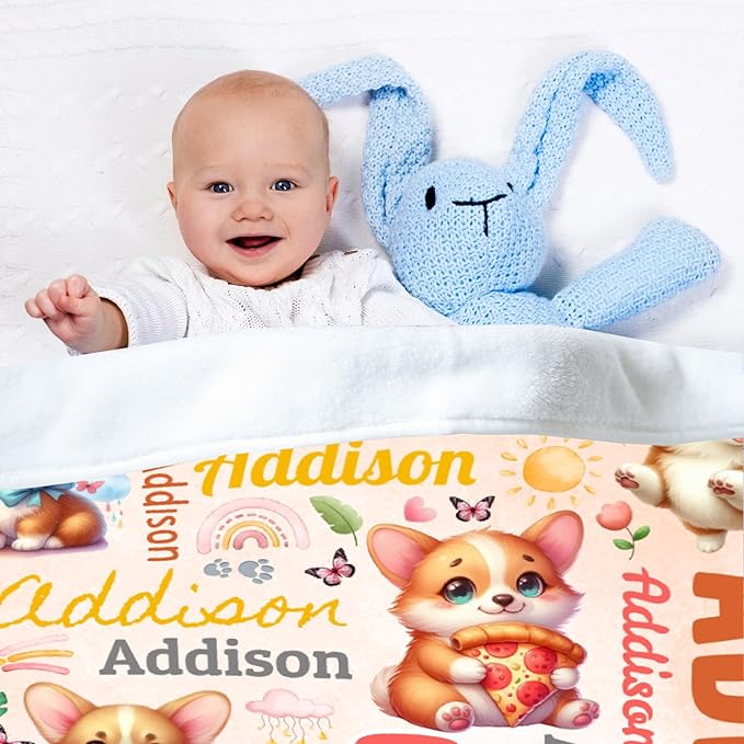 Personalized Custom Corgi Dog Preschool Blanket Gifts for Baby Toddler Kids Boys Girls - Customized Corgi Dog Super Soft Lightweight Flannel Sheets Decor for Crib Nap Couch - 30"x40" for Baby/Pets